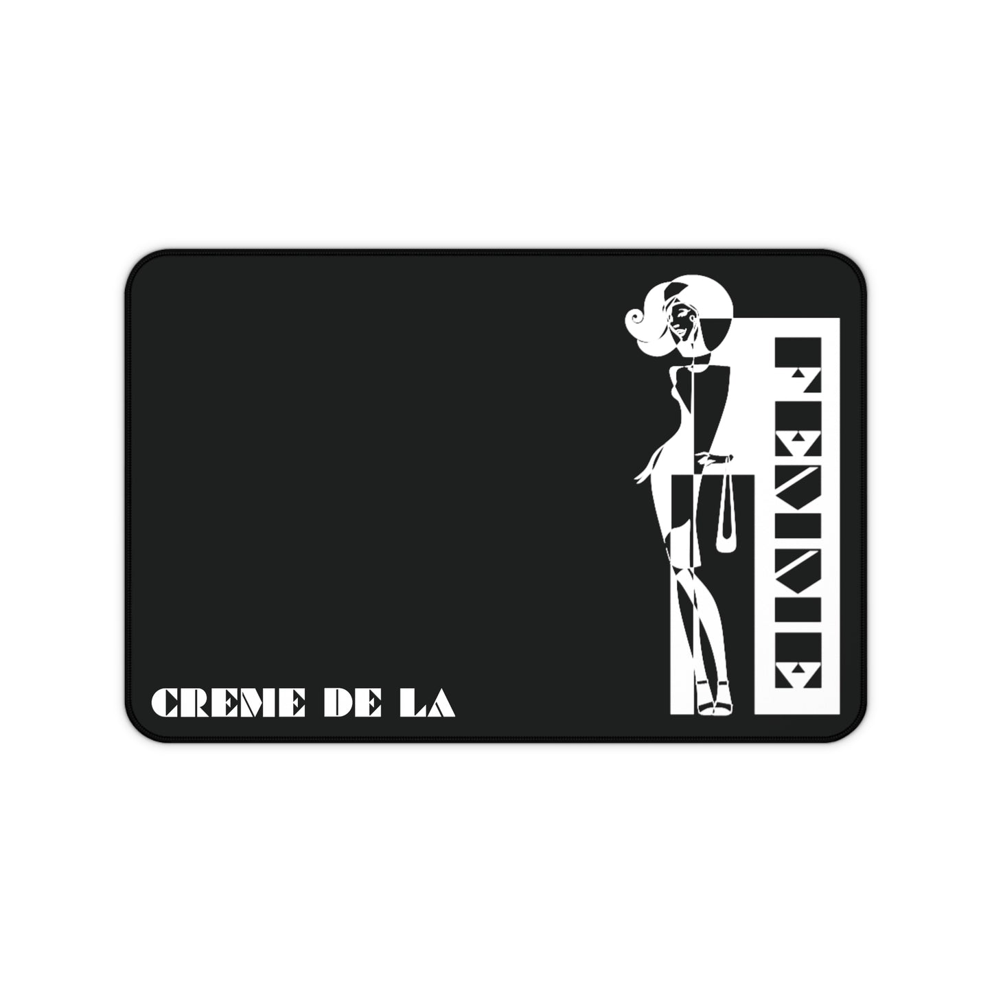 CRÈME DE LA FEMME Desk Mat | Black | Microfiber Mousepad | Bold Geometric Workspace Art