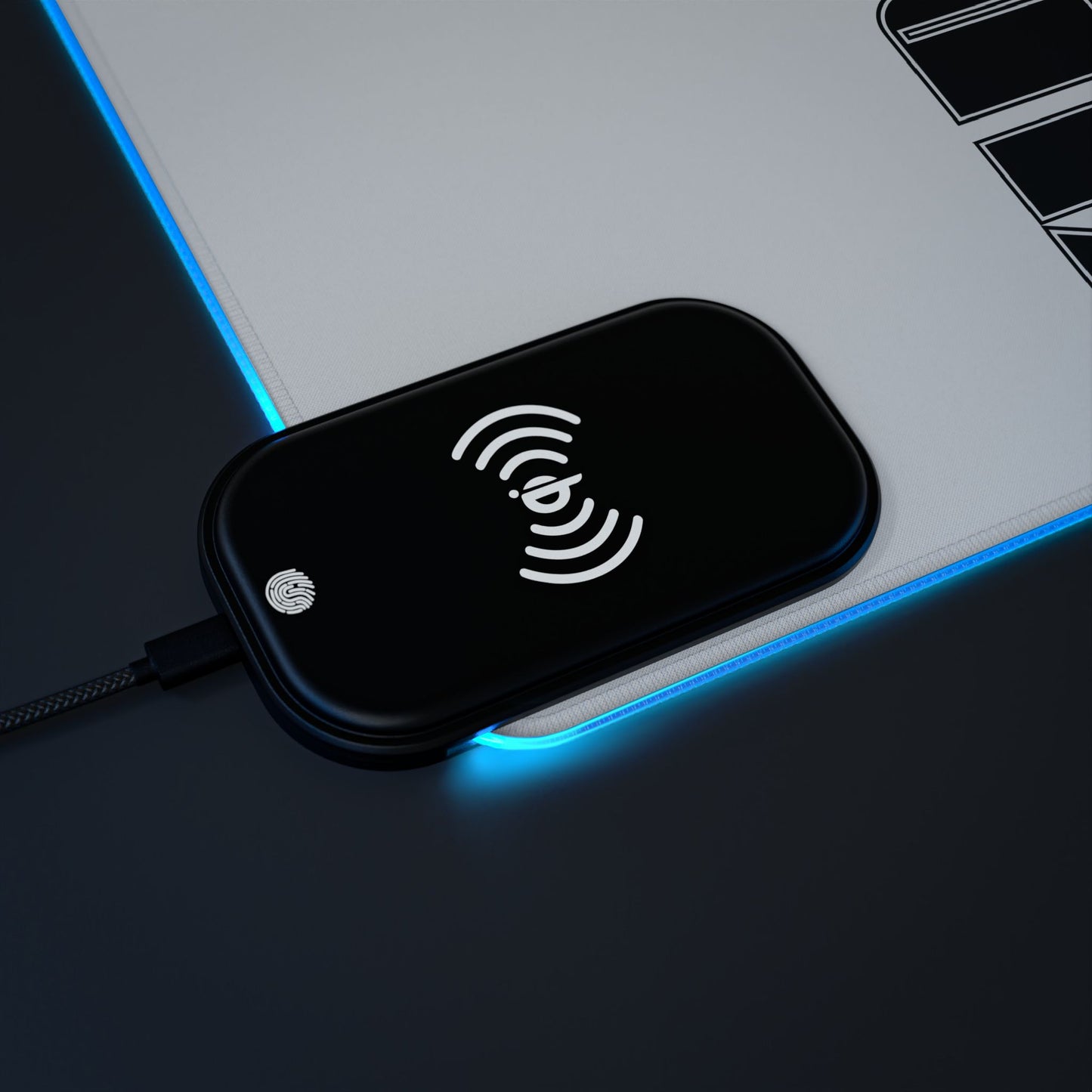 VIBECODES White LED Desk Mat | Wireless Charging | RGB Gaming Mousepad | CTEKDESIGNS