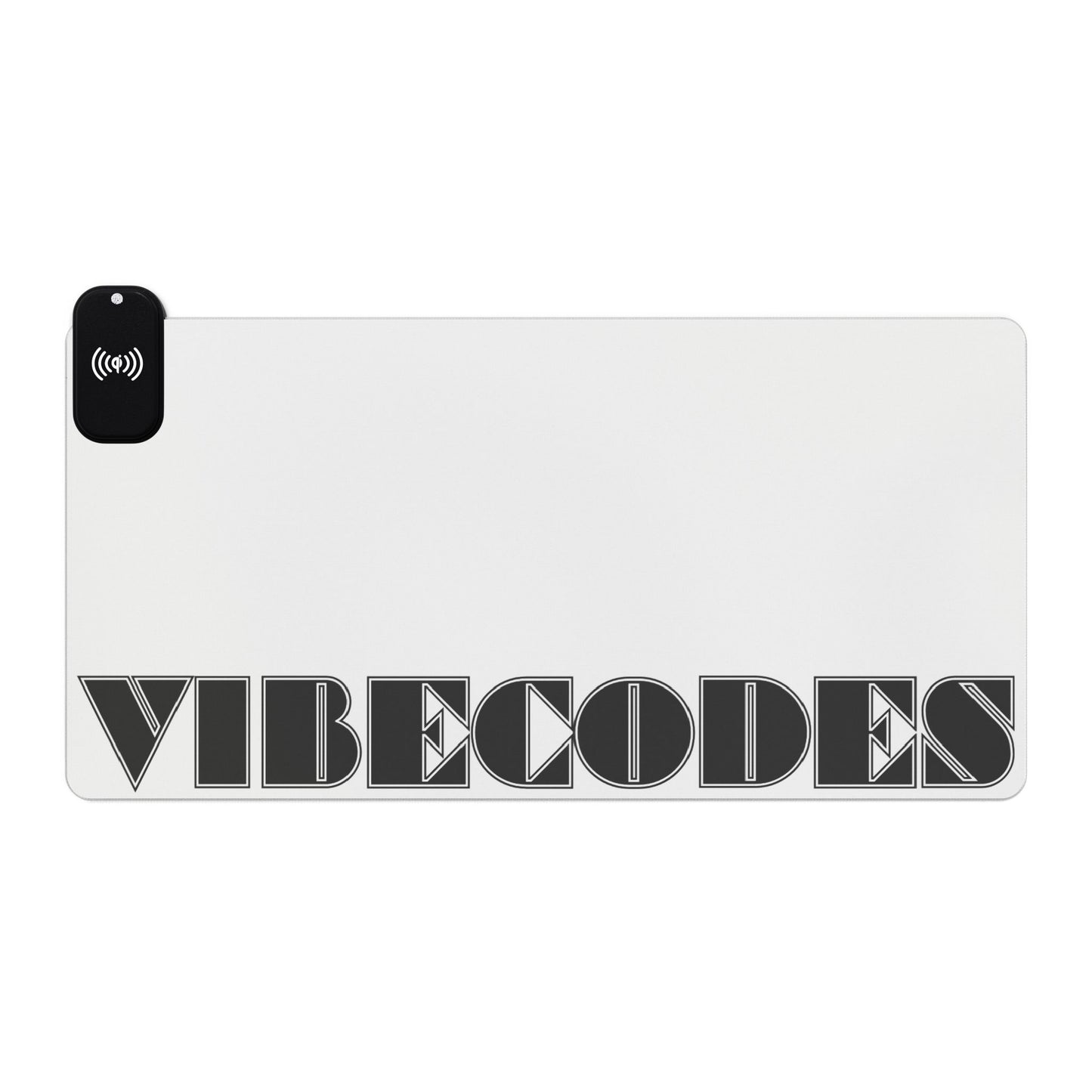 VIBECODES White LED Desk Mat | Wireless Charging | RGB Gaming Mousepad | CTEKDESIGNS