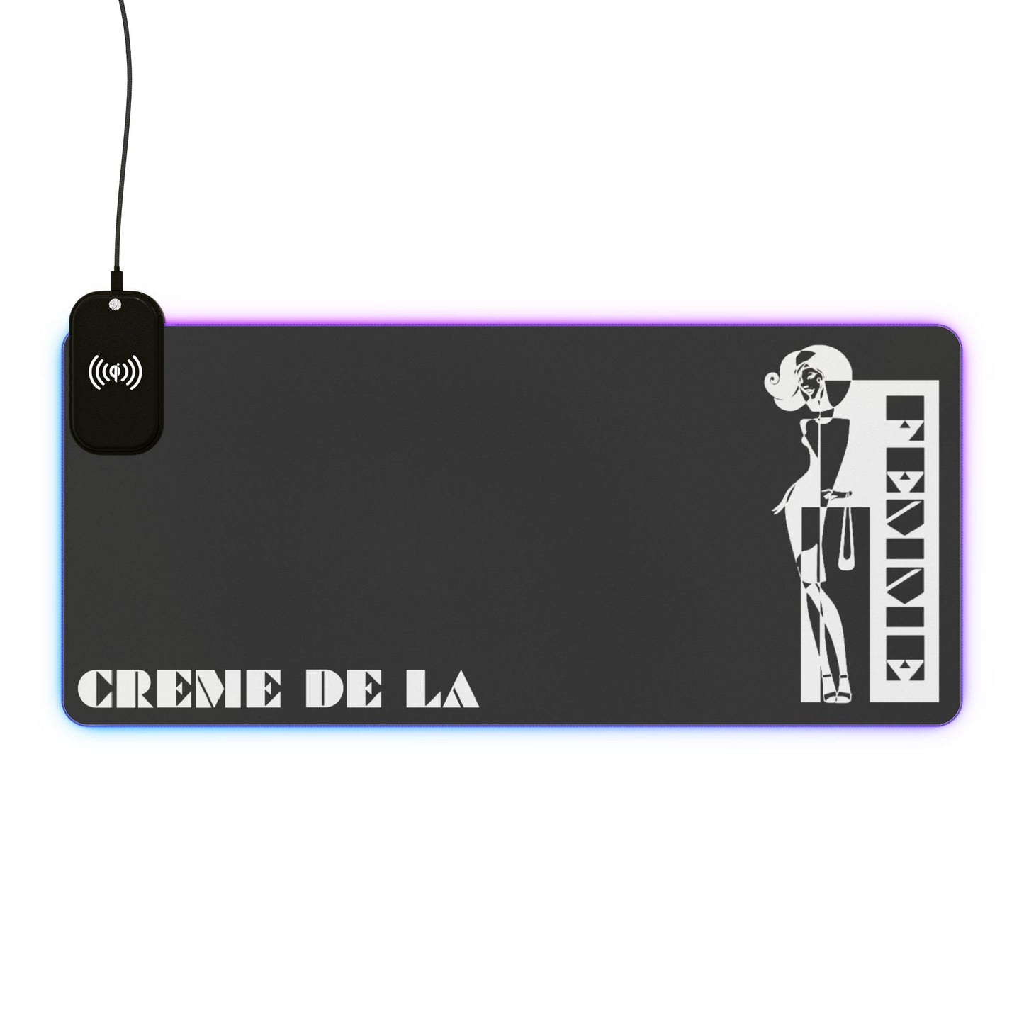 CRÈME DE LA FEMME LED Desk Mat | Black | 15W Wireless Charger | RGB Gaming Mousepad | CTEKDESIGNS