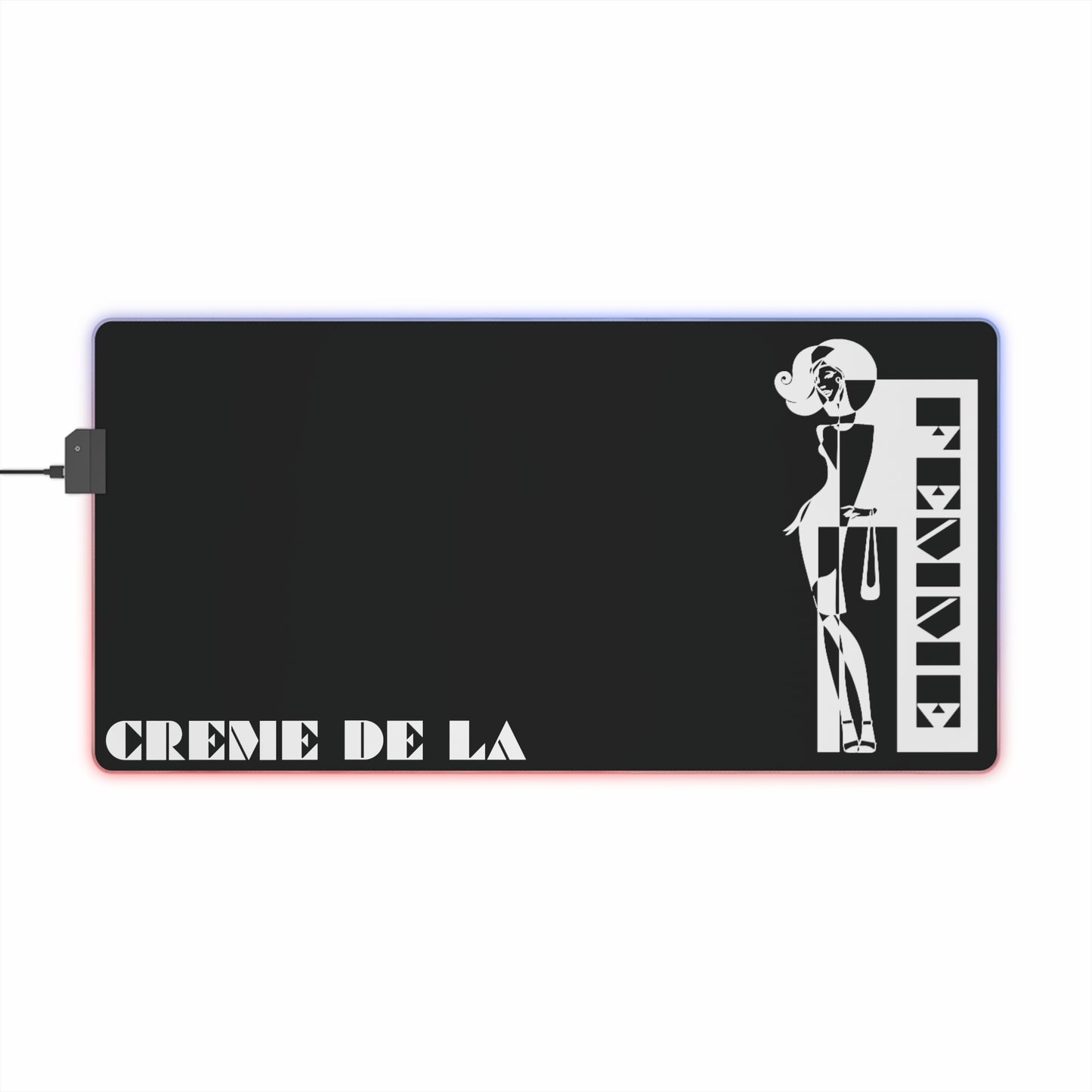 CRÈME DE LA FEMME LED Desk Mat | Black | RGB Gaming Mousepad | Bold Geometric Workspace Art | CTEKDESIGNS