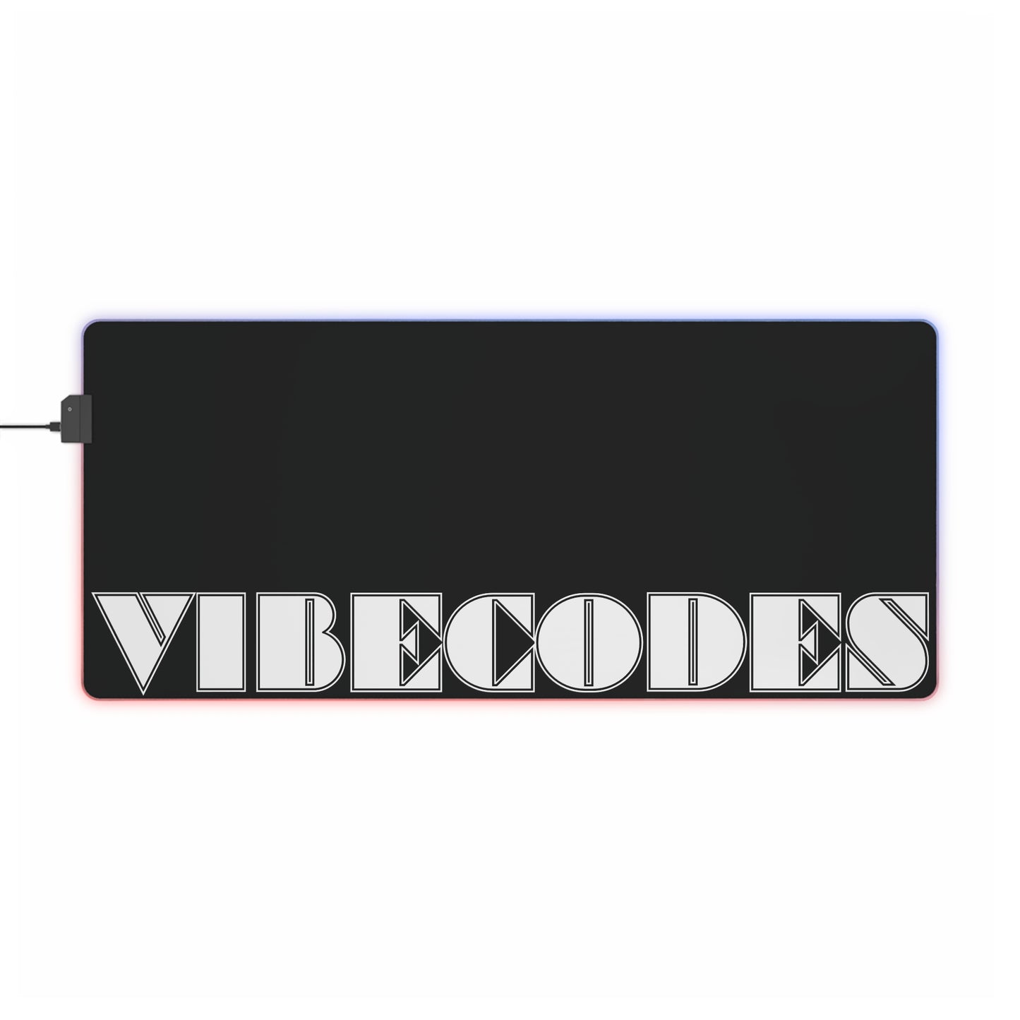 VIBECODES Black RGB LED Desk Mat | Gaming Desk Mat | CTEKDESIGNS