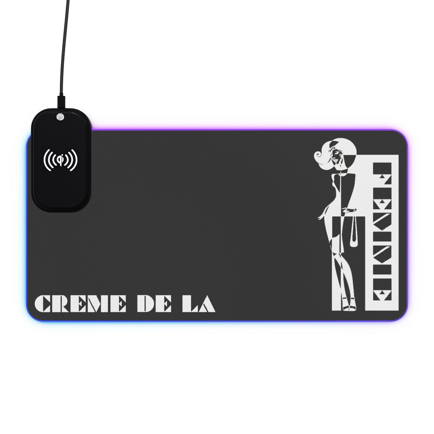 CRÈME DE LA FEMME LED Desk Mat | Black | 15W Wireless Charger | RGB Gaming Mousepad | CTEKDESIGNS