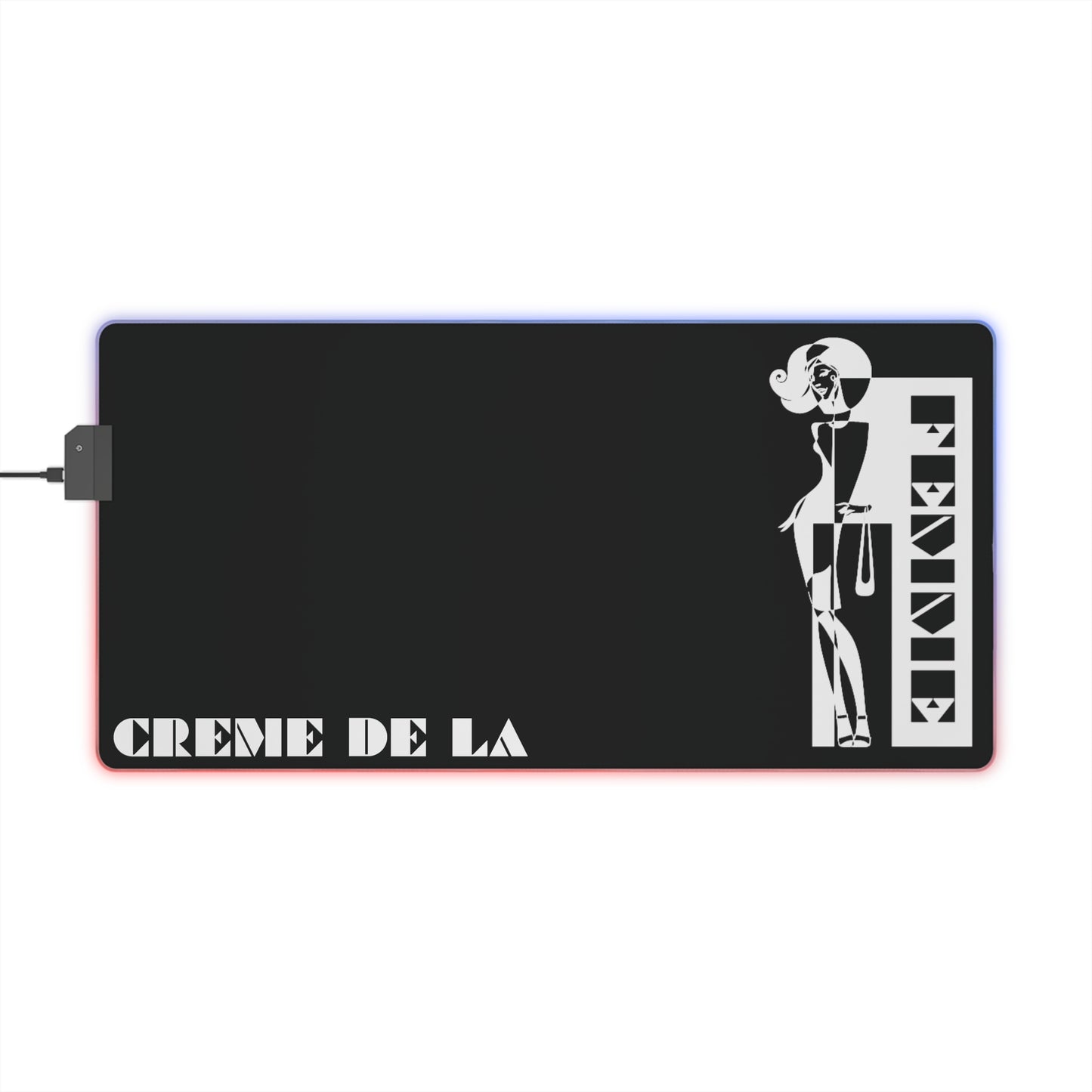 CRÈME DE LA FEMME LED Desk Mat | Black | RGB Gaming Mousepad | Bold Geometric Workspace Art | CTEKDESIGNS