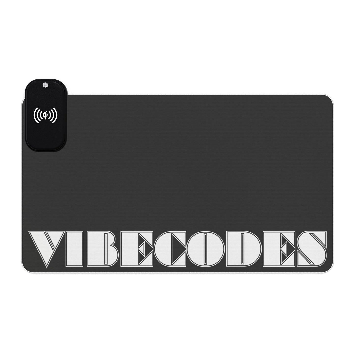 VIBECODES Black LED Desk Mat | Wireless Charging | RGB Gaming Mousepad | CTEKDESIGNS