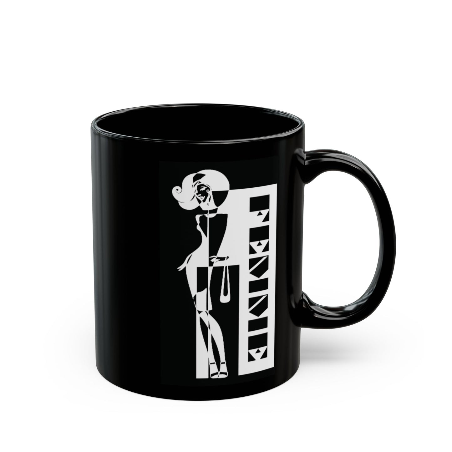 CRÈME DE LA FEMME Mug | Black Ceramic Coffee Cup | Bold Geometric Art | CTEKDESIGNS