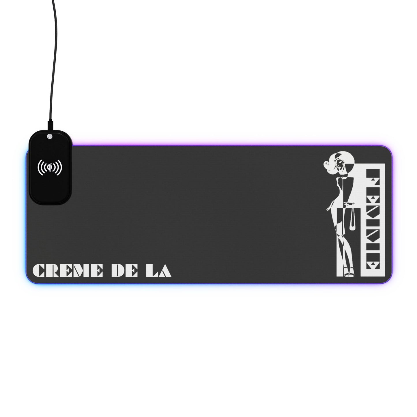 CRÈME DE LA FEMME LED Desk Mat | Black | 15W Wireless Charger | RGB Gaming Mousepad | CTEKDESIGNS
