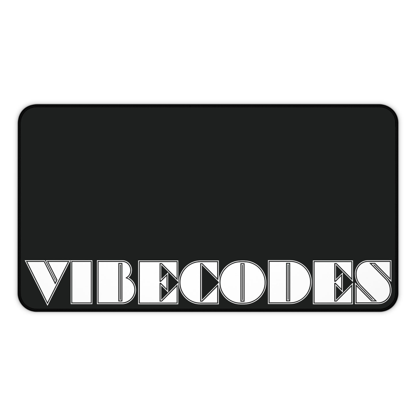 VIBECODES Black Desk Mat | Bold Geometric Typography | CTEKDESIGNS