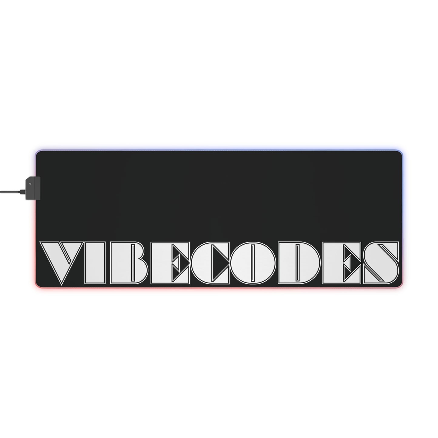 VIBECODES Black RGB LED Desk Mat | Gaming Desk Mat | CTEKDESIGNS