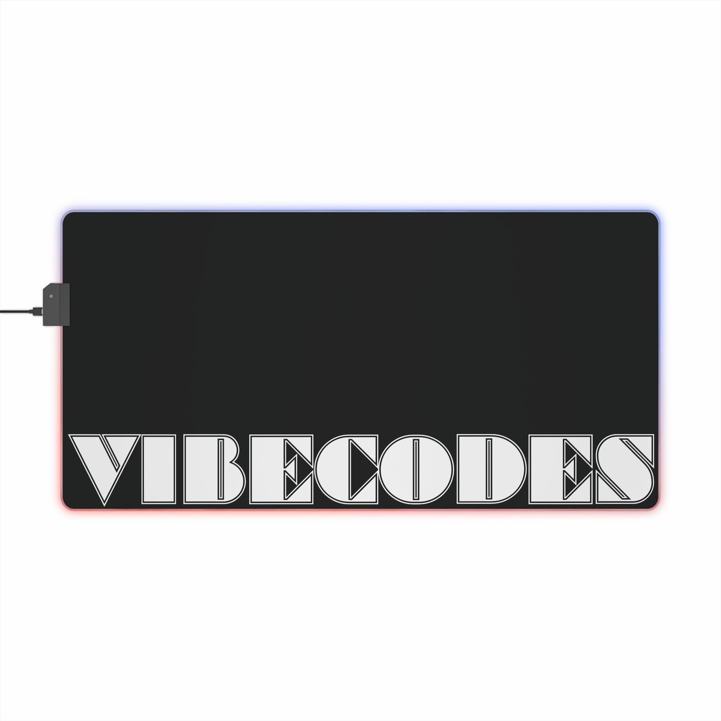 VIBECODES Black RGB LED Desk Mat | Gaming Desk Mat | CTEKDESIGNS