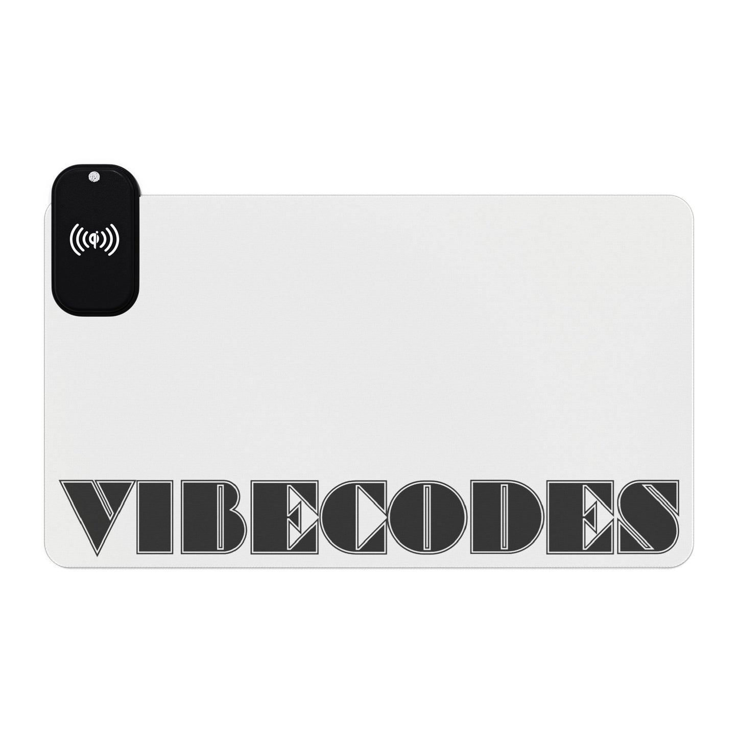 VIBECODES White LED Desk Mat | Wireless Charging | RGB Gaming Mousepad | CTEKDESIGNS