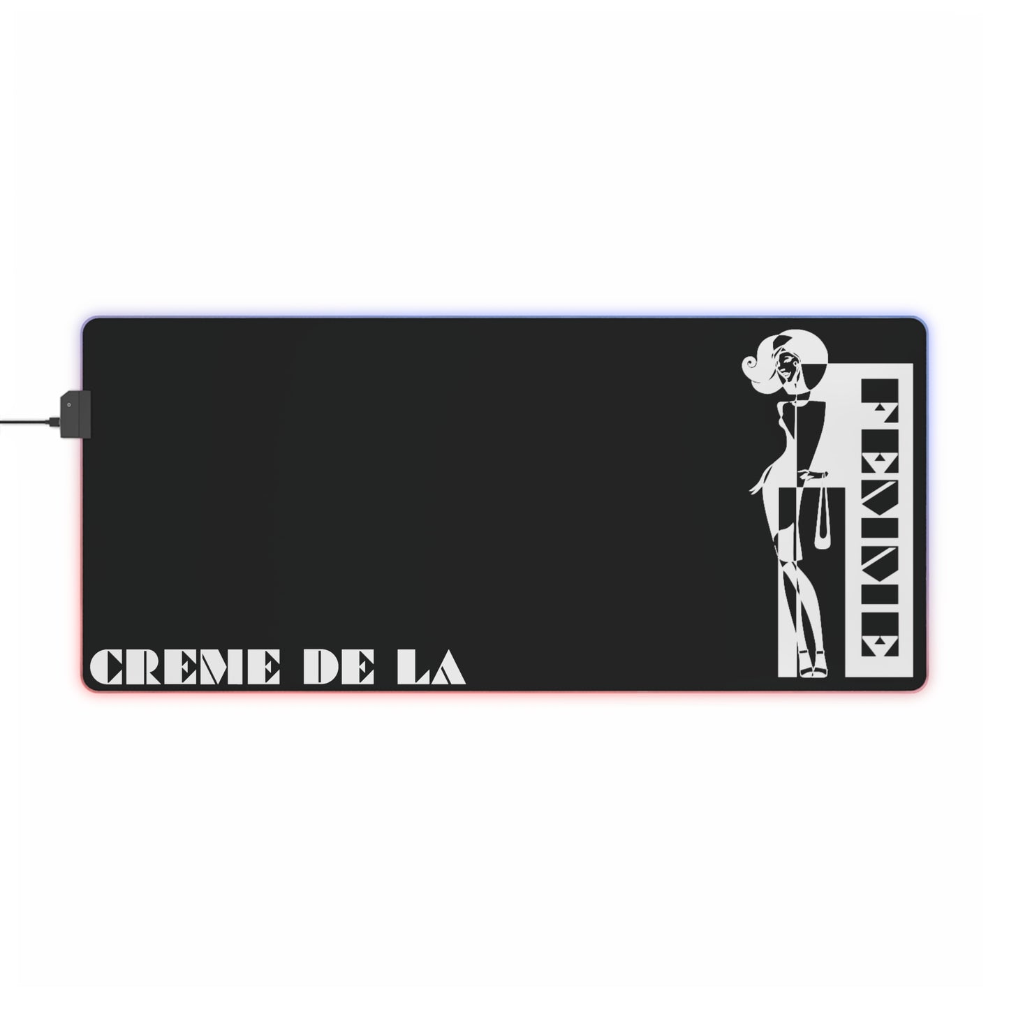 CRÈME DE LA FEMME LED Desk Mat | Black | RGB Gaming Mousepad | Bold Geometric Workspace Art | CTEKDESIGNS