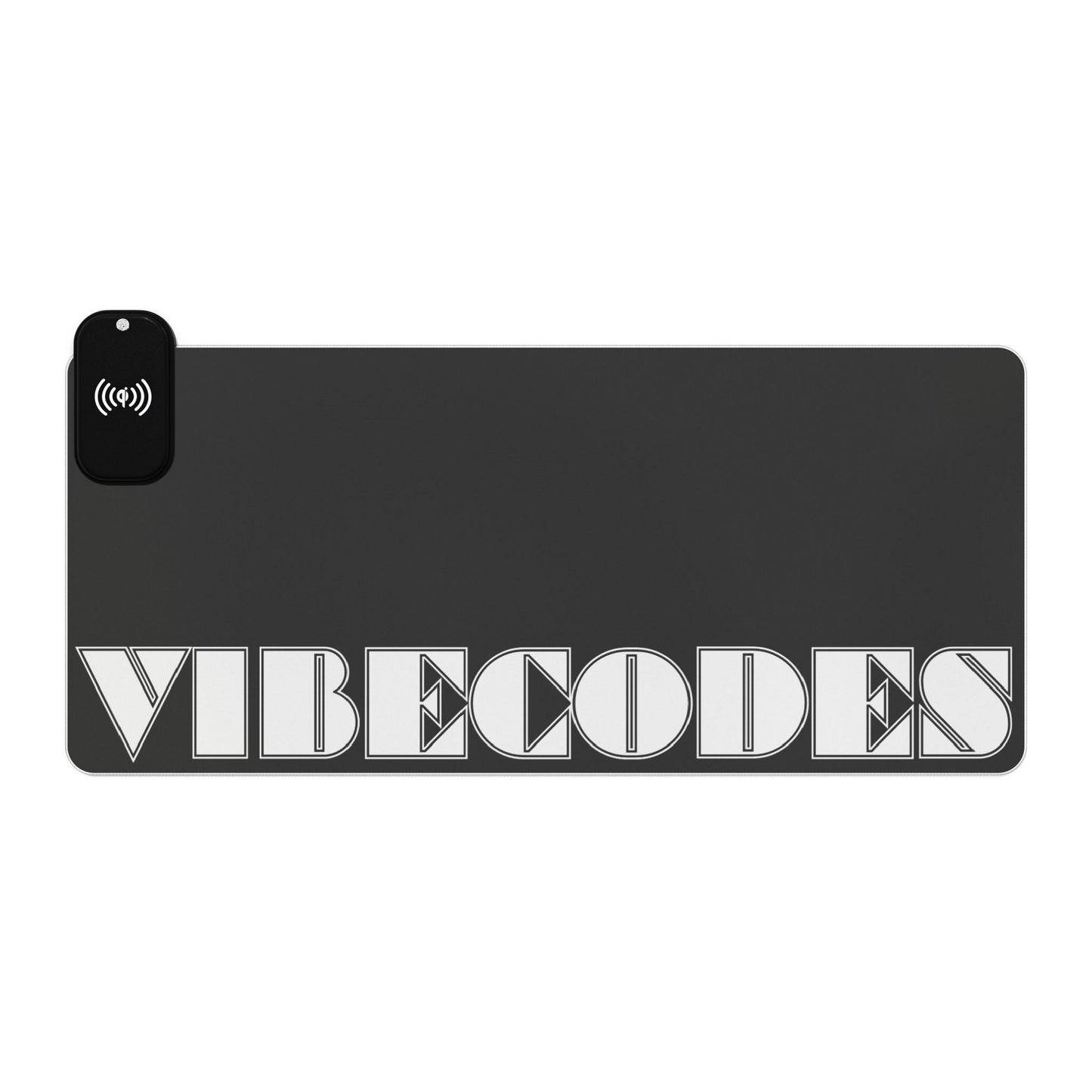 VIBECODES Black LED Desk Mat | Wireless Charging | RGB Gaming Mousepad | CTEKDESIGNS