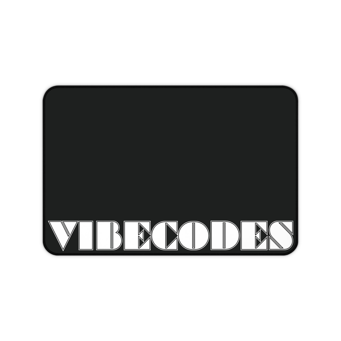 VIBECODES Black Desk Mat | Bold Geometric Typography | CTEKDESIGNS