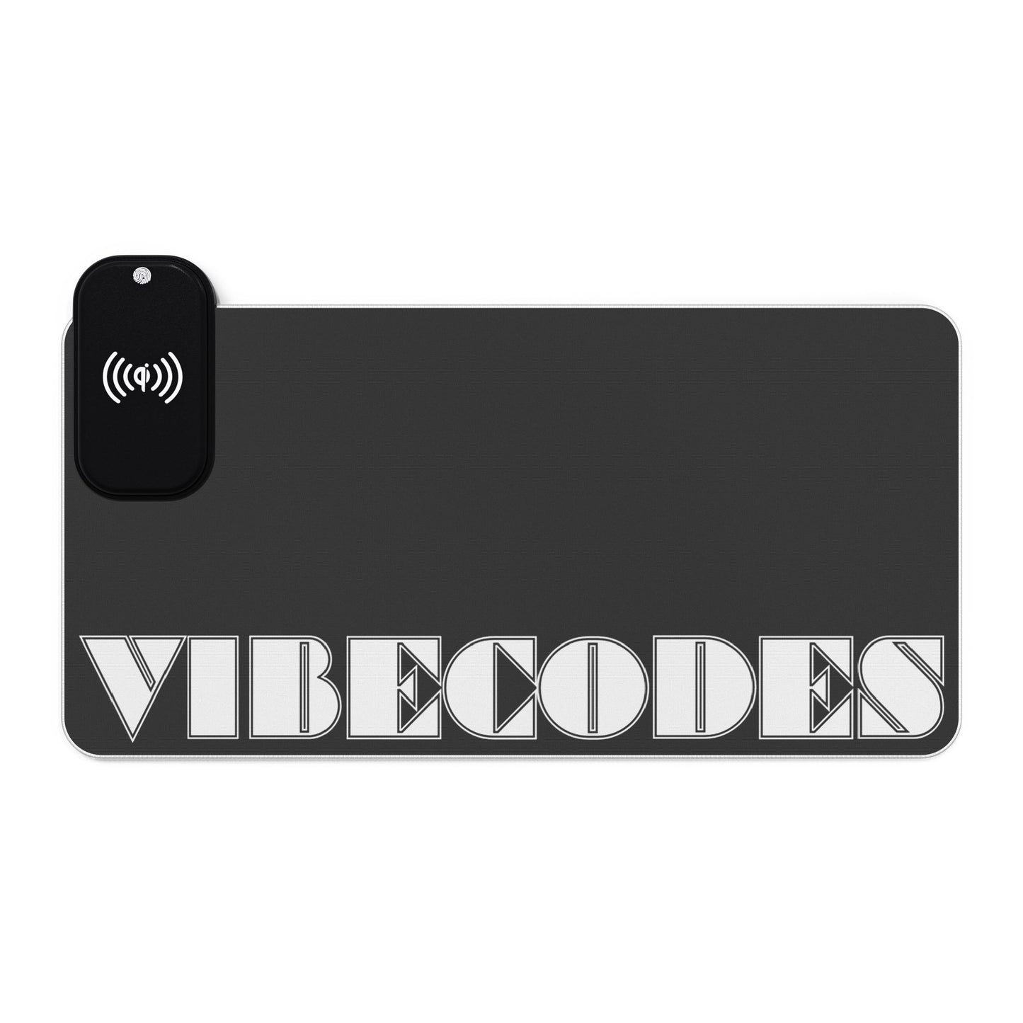 VIBECODES Black LED Desk Mat | Wireless Charging | RGB Gaming Mousepad | CTEKDESIGNS