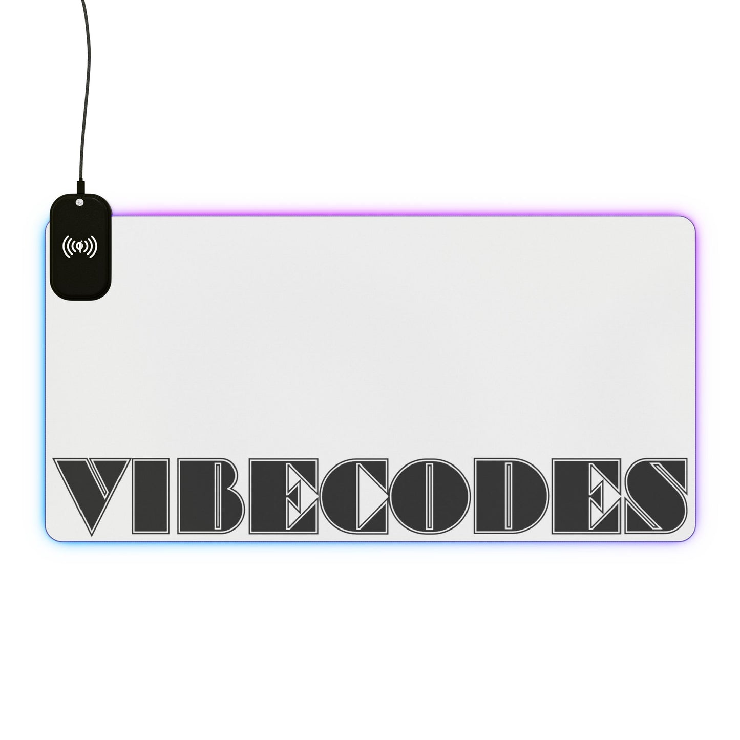 VIBECODES White LED Desk Mat | Wireless Charging | RGB Gaming Mousepad | CTEKDESIGNS