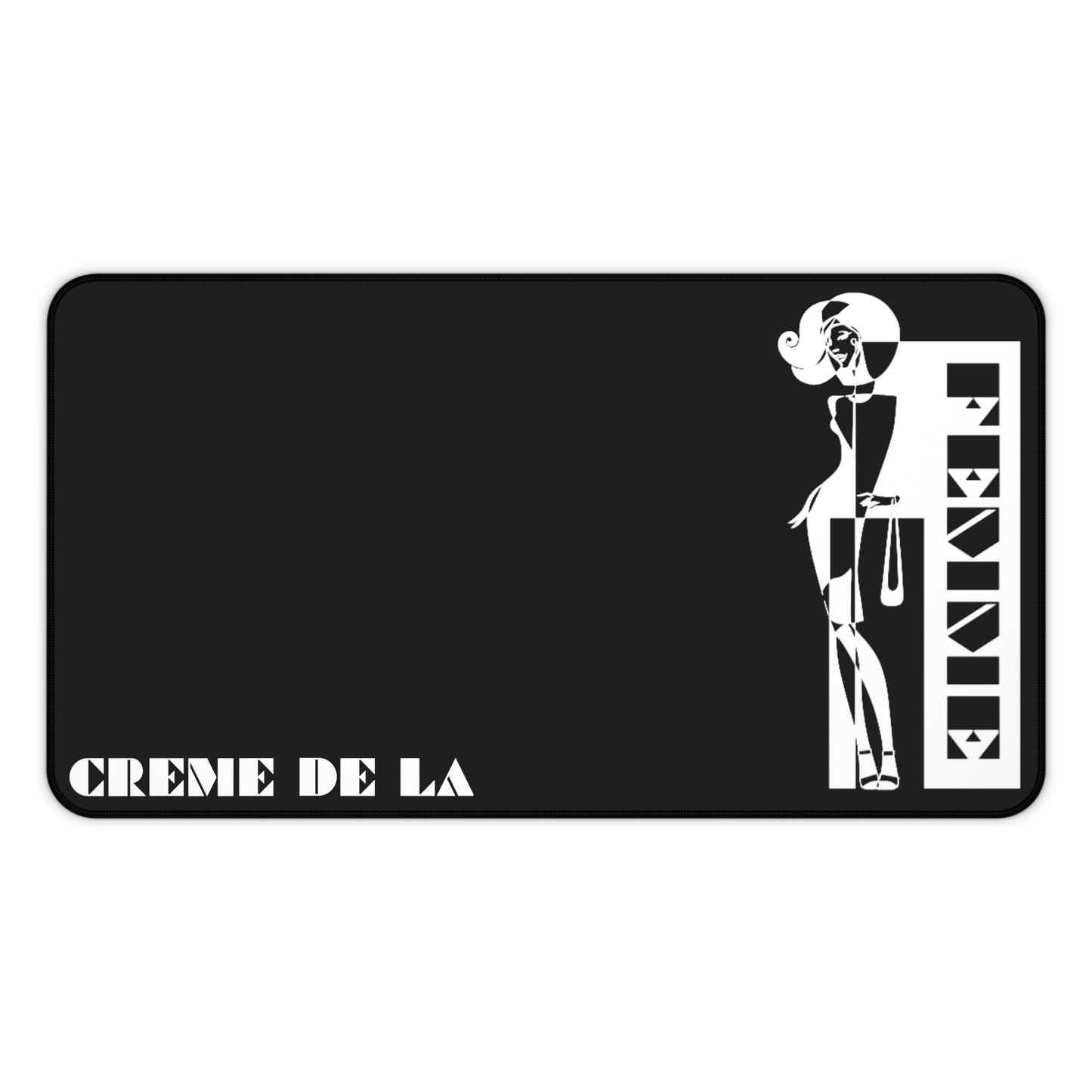 CRÈME DE LA FEMME Desk Mat | Black | Microfiber Mousepad | Bold Geometric Workspace Art