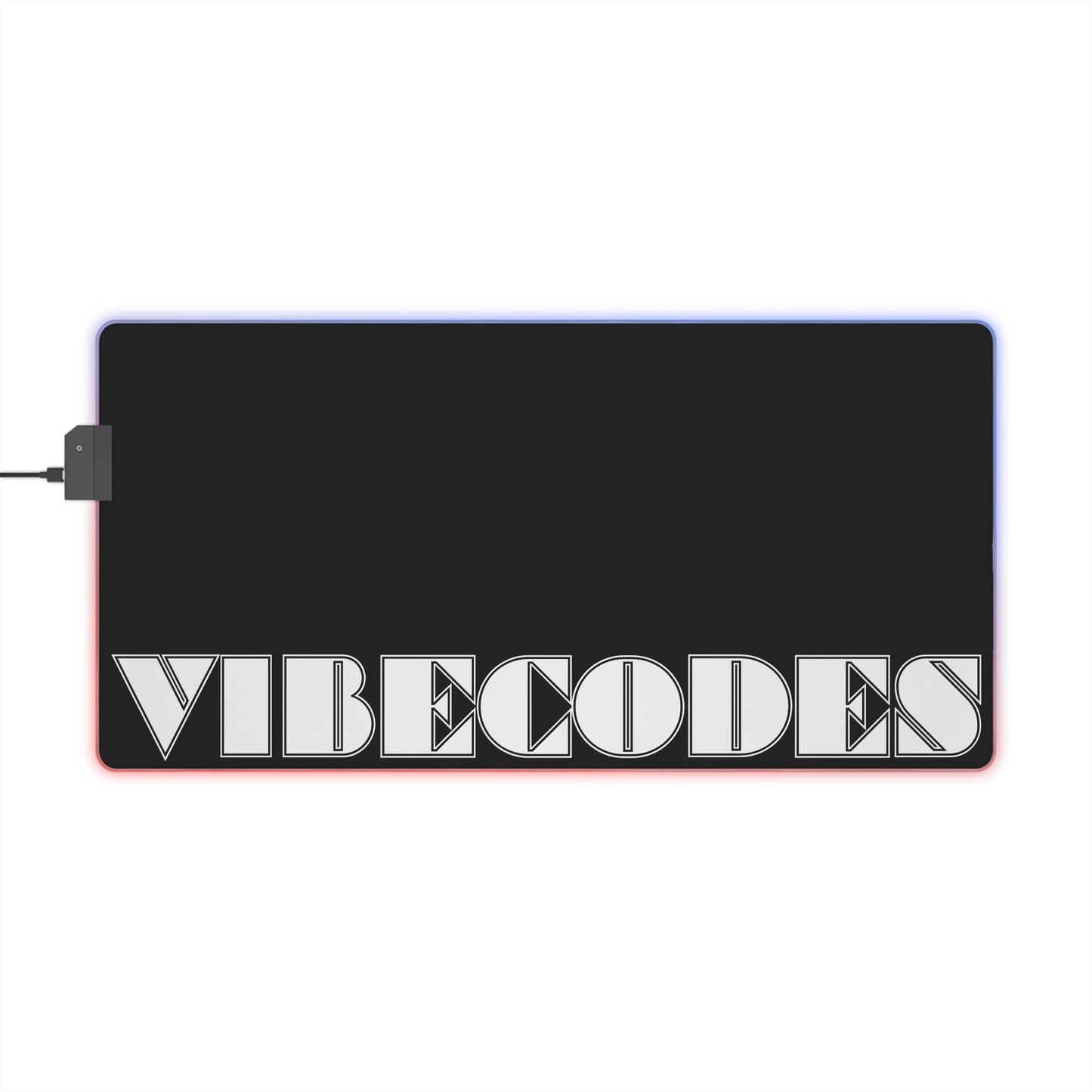 VIBECODES Black RGB LED Desk Mat | Gaming Desk Mat | CTEKDESIGNS