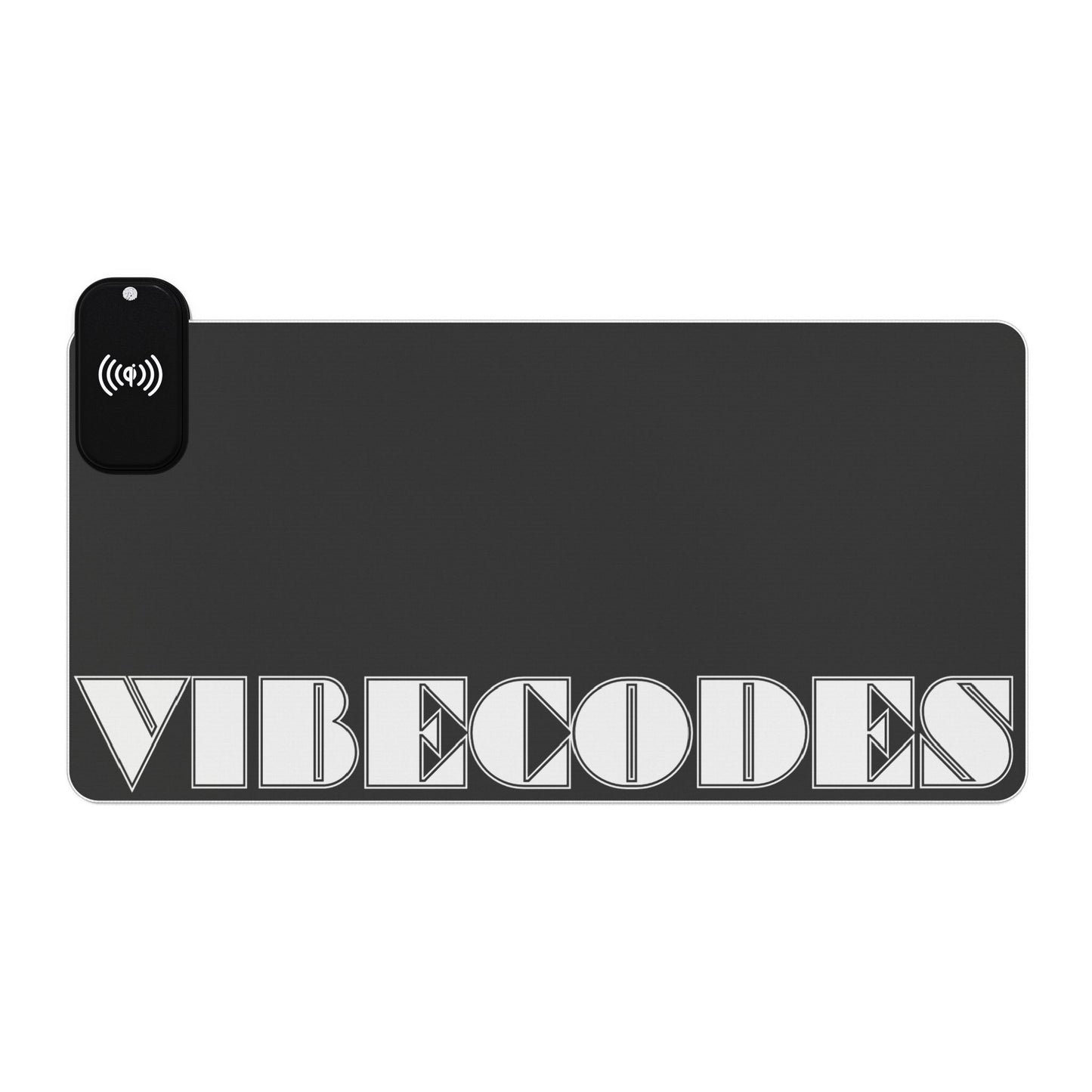 VIBECODES Black LED Desk Mat | Wireless Charging | RGB Gaming Mousepad | CTEKDESIGNS