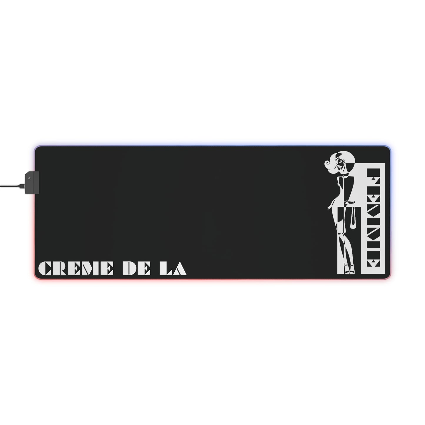 CRÈME DE LA FEMME LED Desk Mat | Black | RGB Gaming Mousepad | Bold Geometric Workspace Art | CTEKDESIGNS