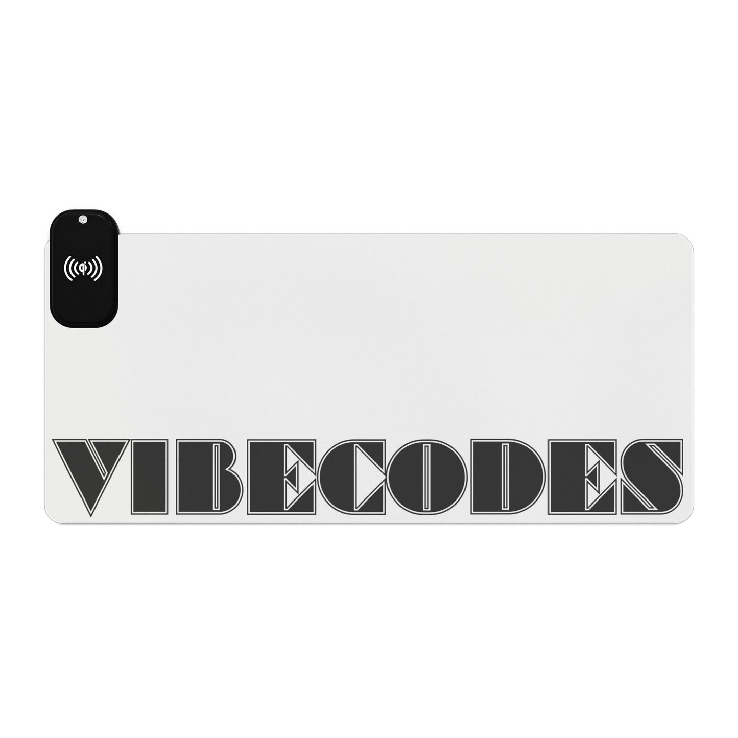 VIBECODES White LED Desk Mat | Wireless Charging | RGB Gaming Mousepad | CTEKDESIGNS