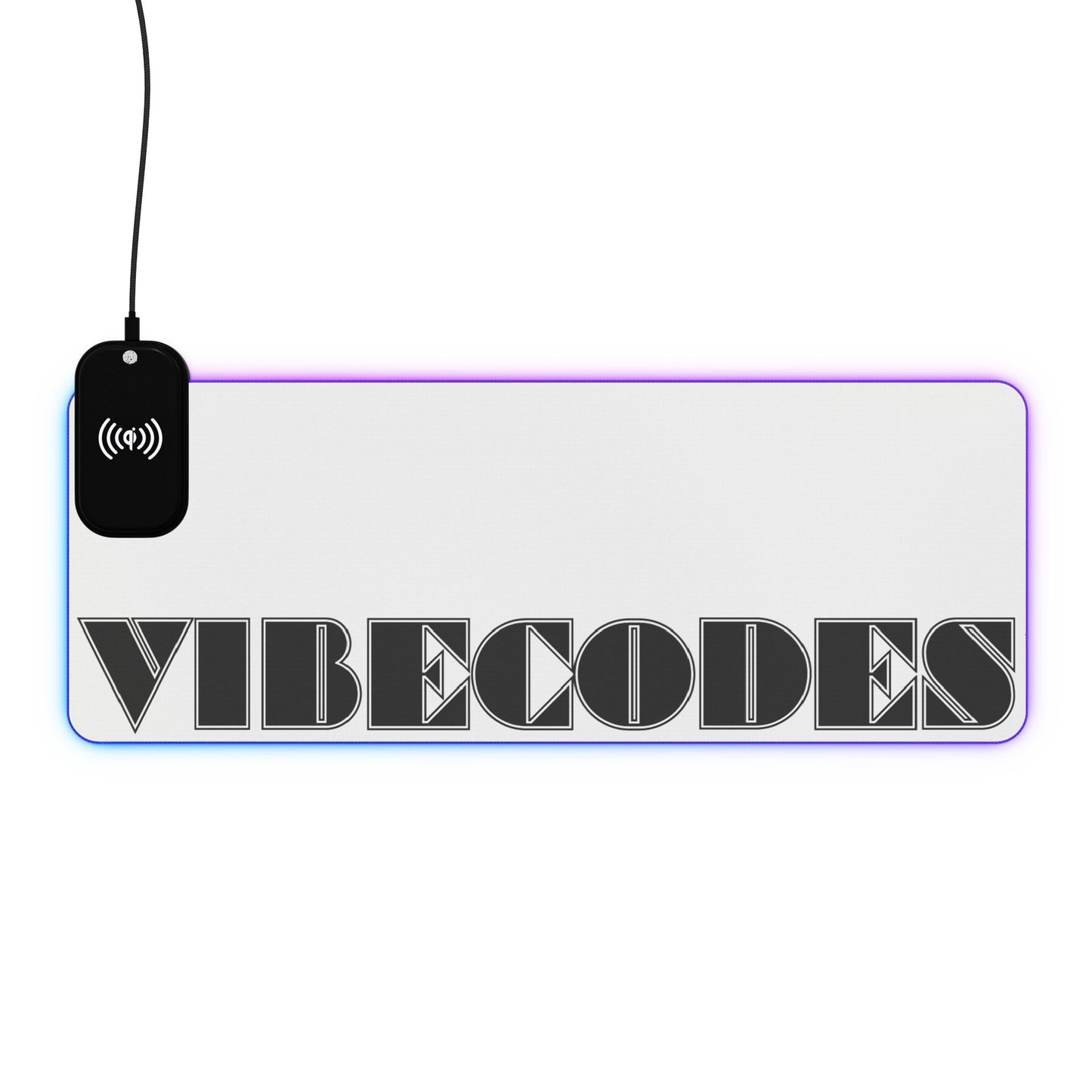 VIBECODES White LED Desk Mat | Wireless Charging | RGB Gaming Mousepad | CTEKDESIGNS