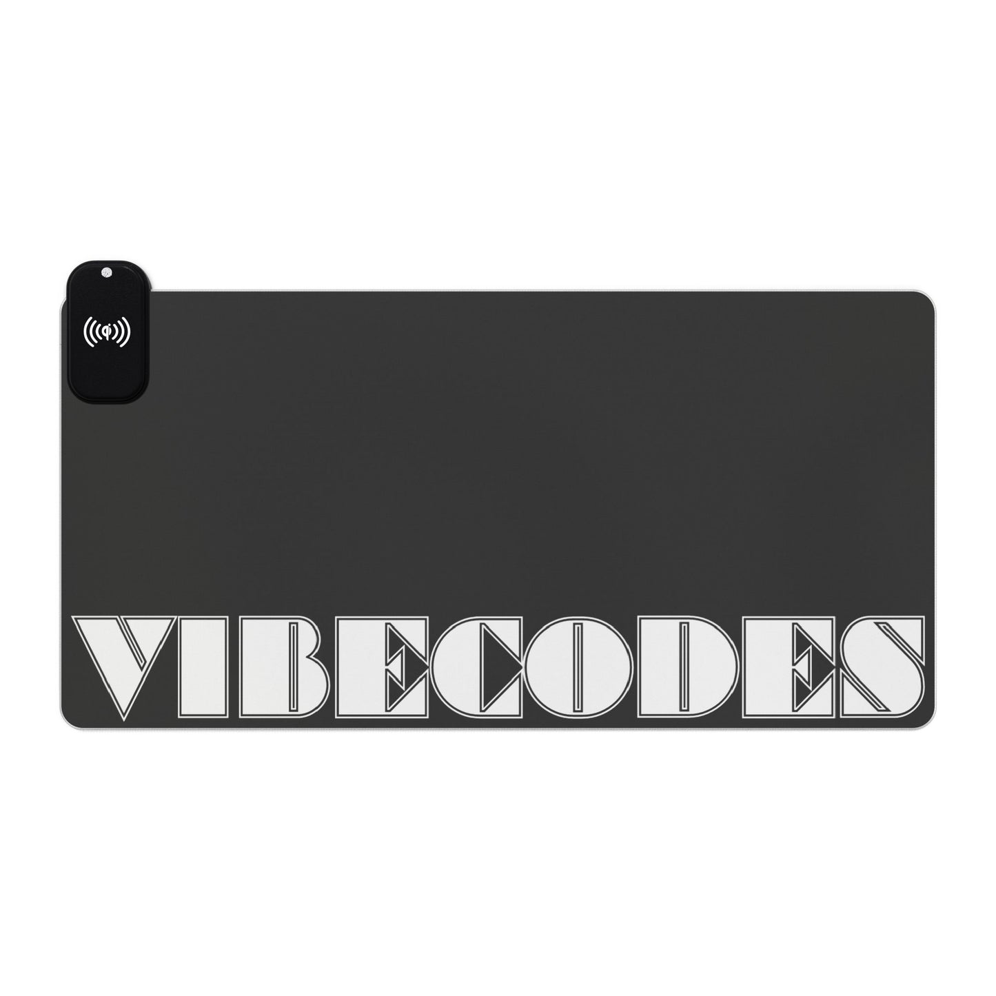 VIBECODES Black LED Desk Mat | Wireless Charging | RGB Gaming Mousepad | CTEKDESIGNS