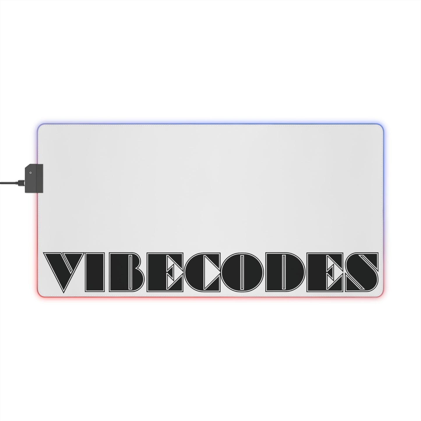VIBECODES White RGB LED Desk Mat | Gaming Desk Mat | CTEKDESIGNS