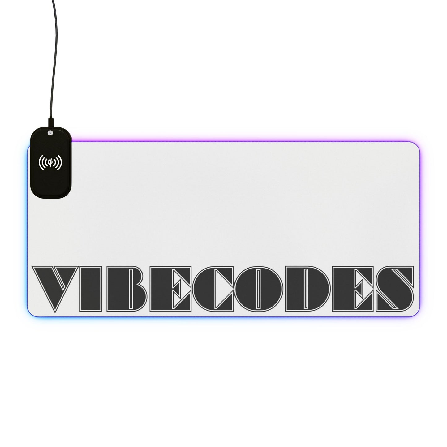 VIBECODES White LED Desk Mat | Wireless Charging | RGB Gaming Mousepad | CTEKDESIGNS