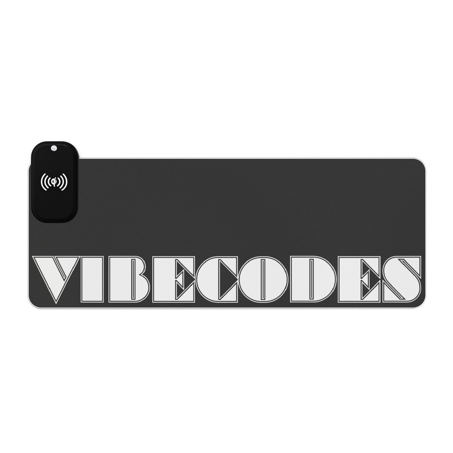 VIBECODES Black LED Desk Mat | Wireless Charging | RGB Gaming Mousepad | CTEKDESIGNS