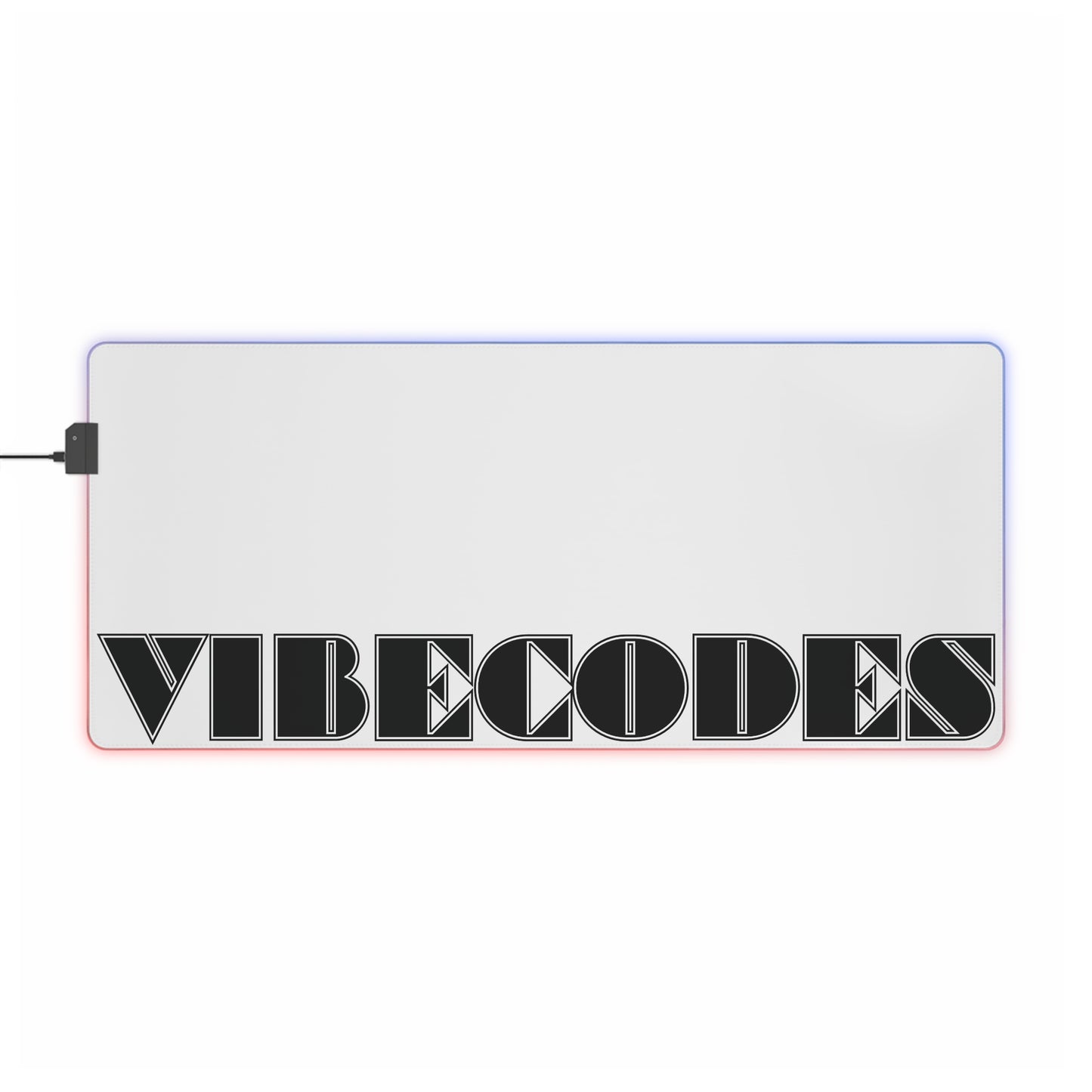 VIBECODES White RGB LED Desk Mat | Gaming Desk Mat | CTEKDESIGNS