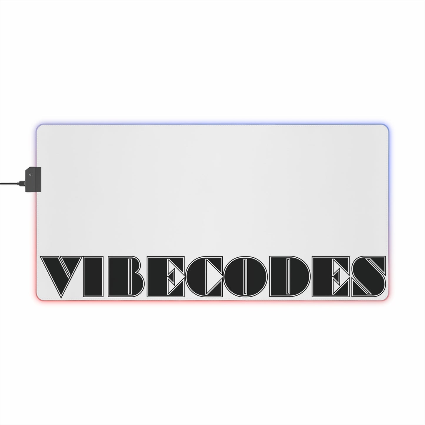 VIBECODES White RGB LED Desk Mat | Gaming Desk Mat | CTEKDESIGNS