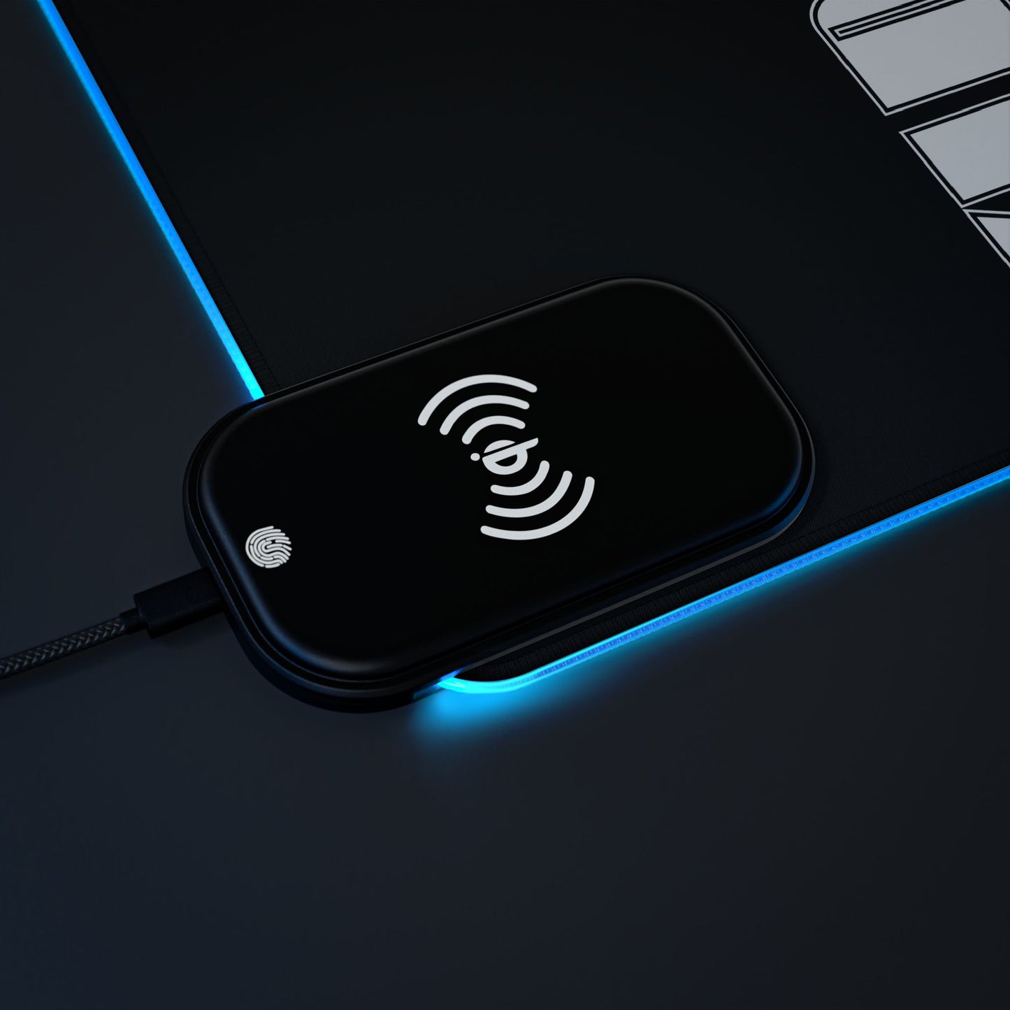 VIBECODES Black LED Desk Mat | Wireless Charging | RGB Gaming Mousepad | CTEKDESIGNS