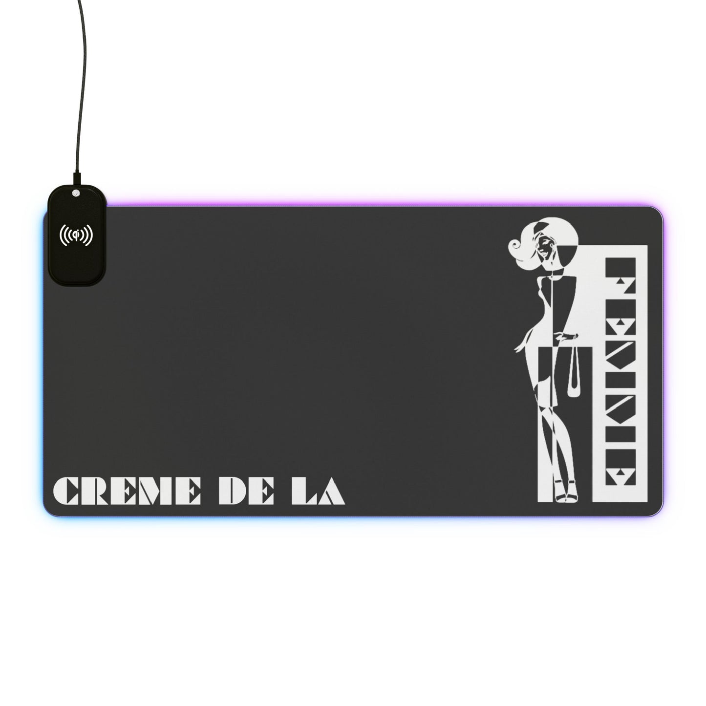 CRÈME DE LA FEMME LED Desk Mat | Black | 15W Wireless Charger | RGB Gaming Mousepad | CTEKDESIGNS