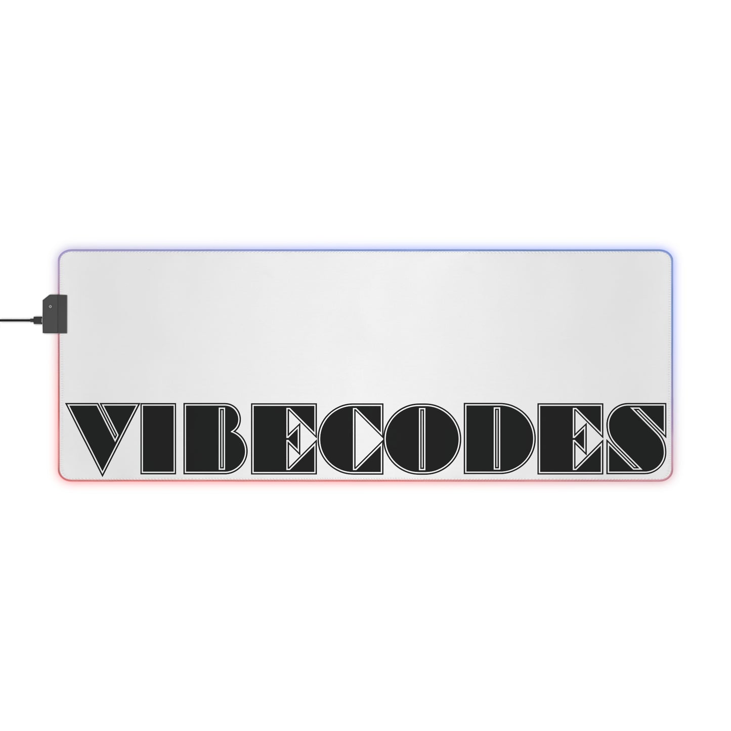 VIBECODES White RGB LED Desk Mat | Gaming Desk Mat | CTEKDESIGNS