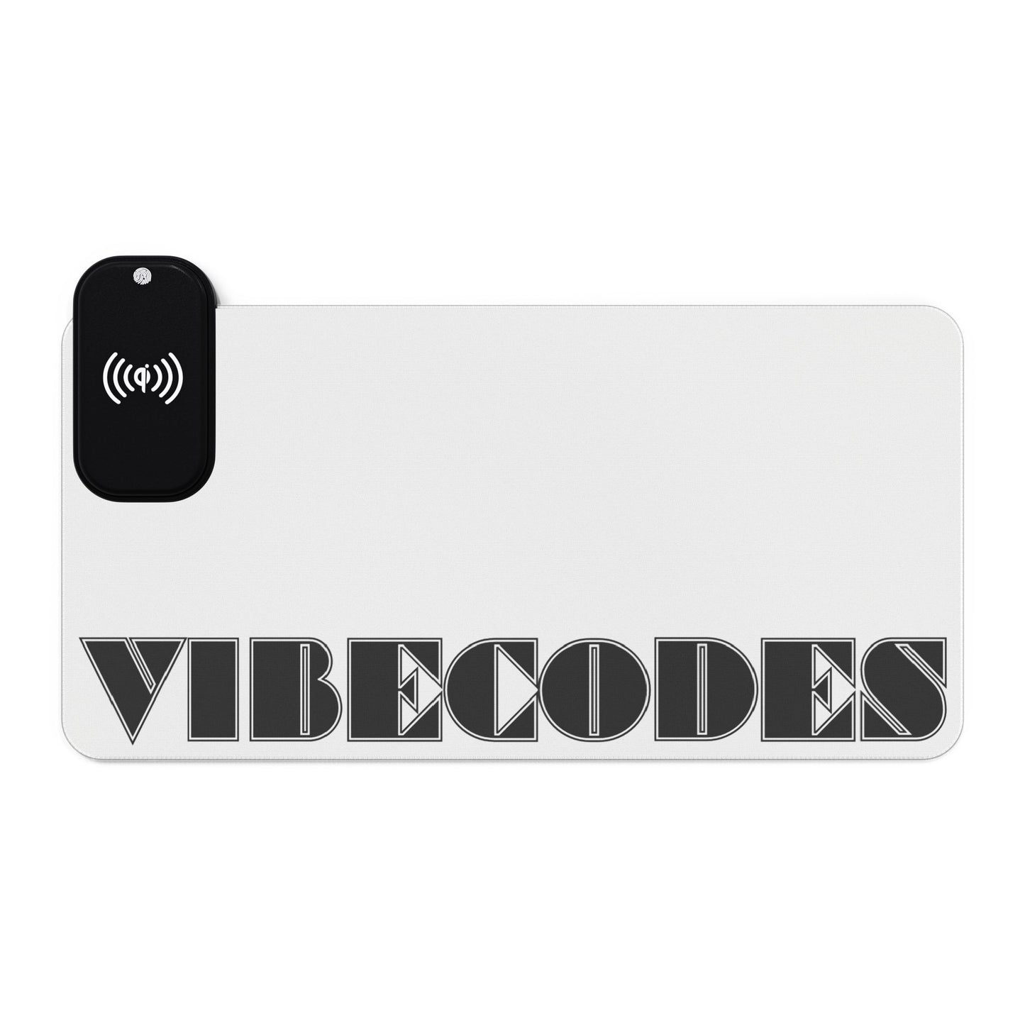 VIBECODES White LED Desk Mat | Wireless Charging | RGB Gaming Mousepad | CTEKDESIGNS