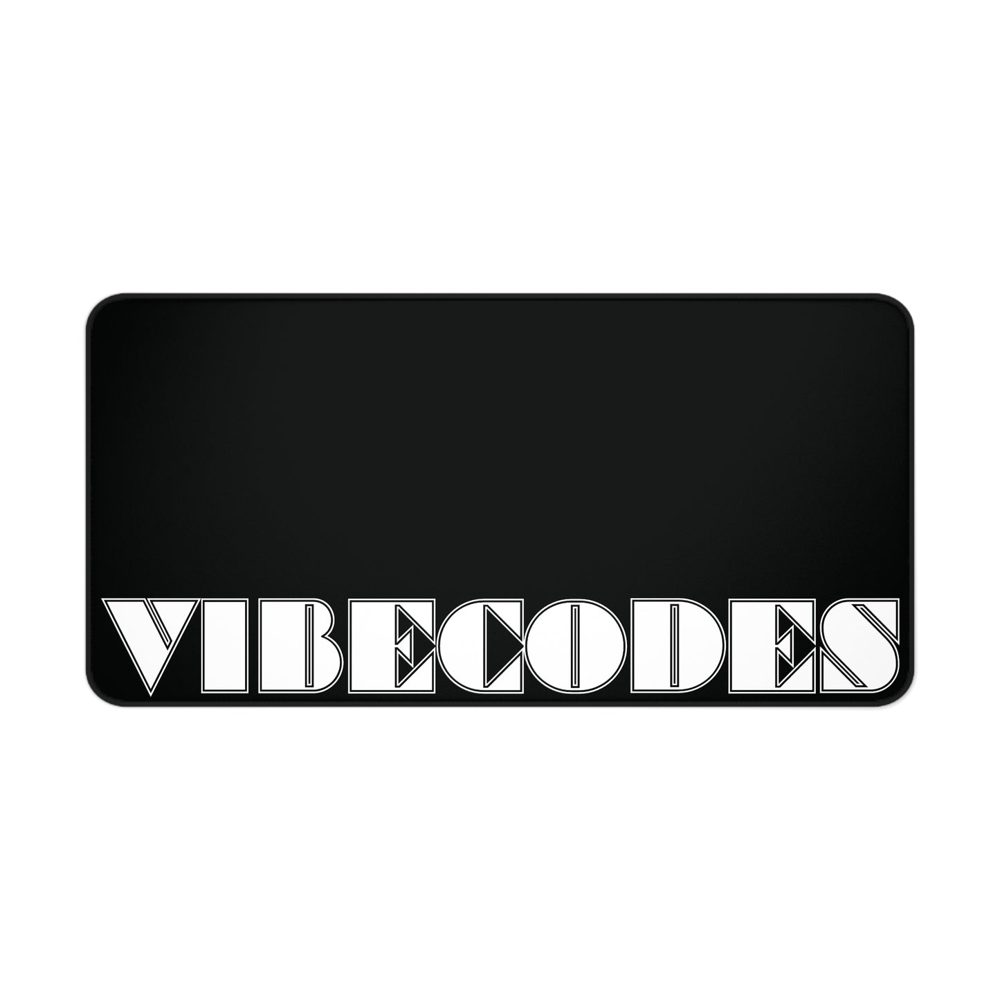VIBECODES Black Desk Mat | Bold Geometric Typography | CTEKDESIGNS
