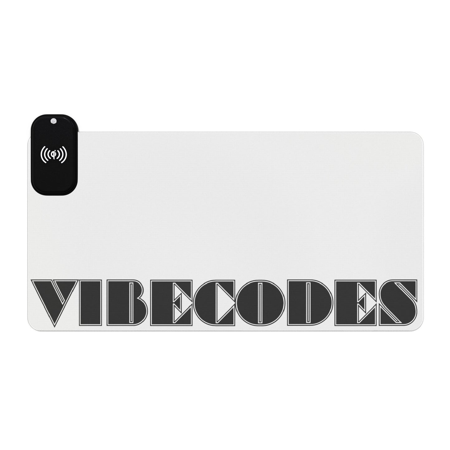 VIBECODES White LED Desk Mat | Wireless Charging | RGB Gaming Mousepad | CTEKDESIGNS