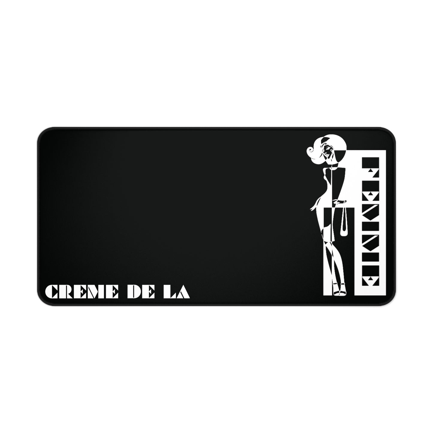 CRÈME DE LA FEMME Desk Mat | Black | Microfiber Mousepad | Bold Geometric Workspace Art