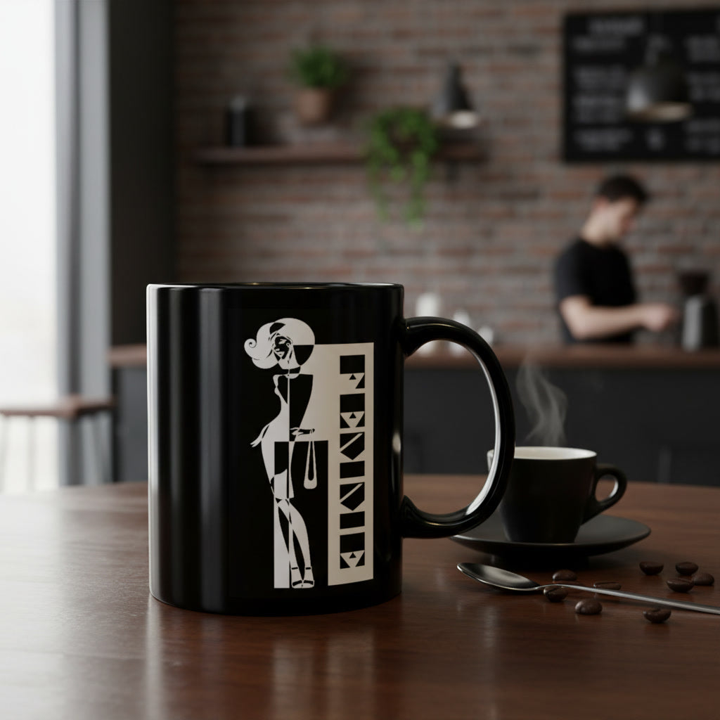 CRÈME DE LA FEMME Mug | Black Ceramic Coffee Cup | Bold Geometric Art | CTEKDESIGNS