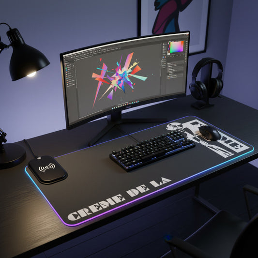 CRÈME DE LA FEMME LED Desk Mat | Black | 15W Wireless Charger | RGB Gaming Mousepad | CTEKDESIGNS