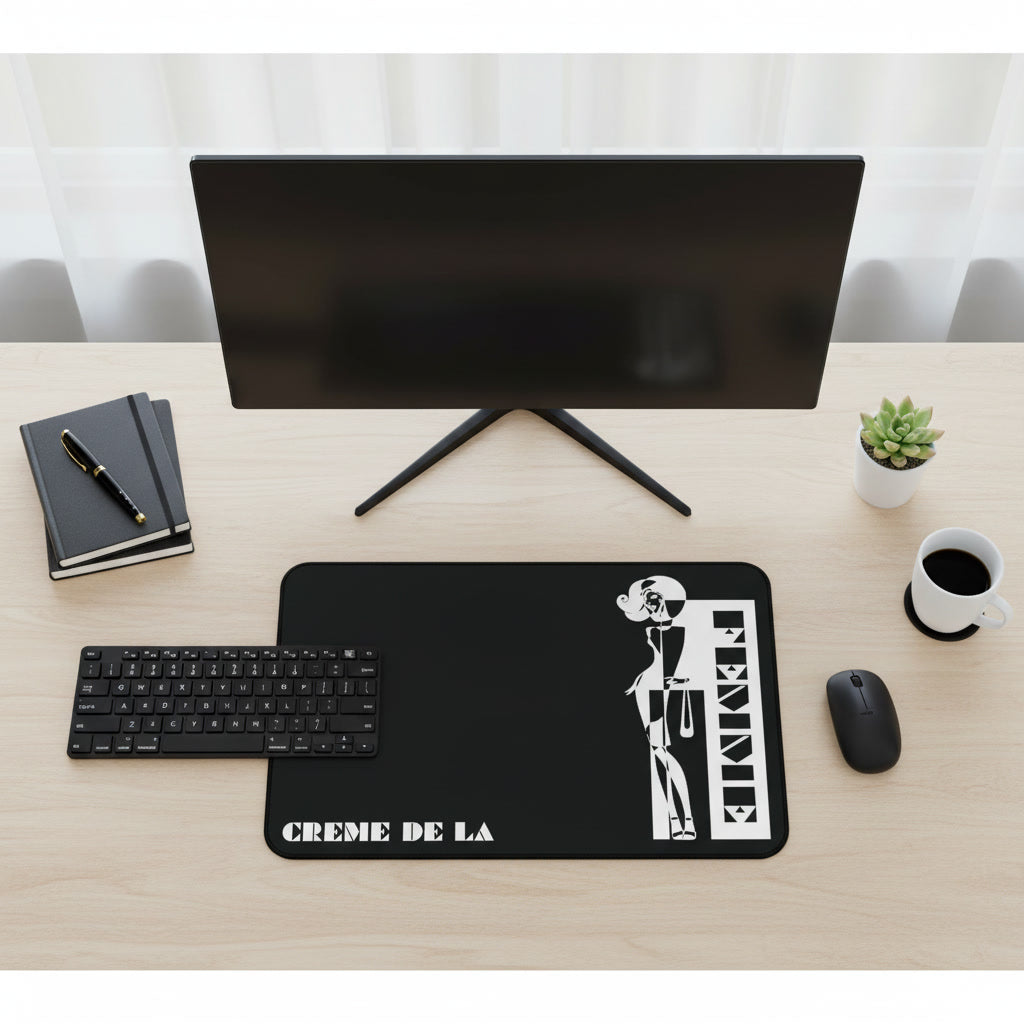CRÈME DE LA FEMME Desk Mat | Black | Microfiber Mousepad | Bold Geometric Workspace Art
