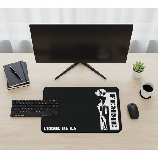 CRÈME DE LA FEMME Desk Mat | Black | Microfiber Mousepad | Bold Geometric Workspace Art