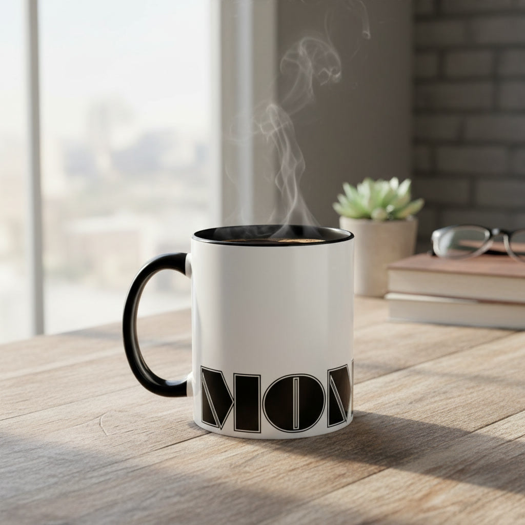 MOM Mug | White & Black Two-Tone | Bold Geometric Typography | CTEKDESIGNS