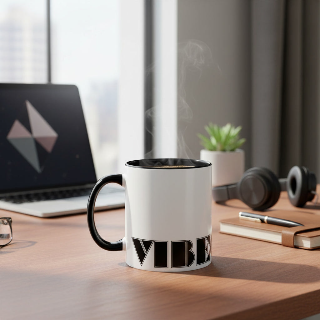 VIBECODES Mug | White & Black Two-Tone | Bold Geometric Design | CTEKDESIGNS